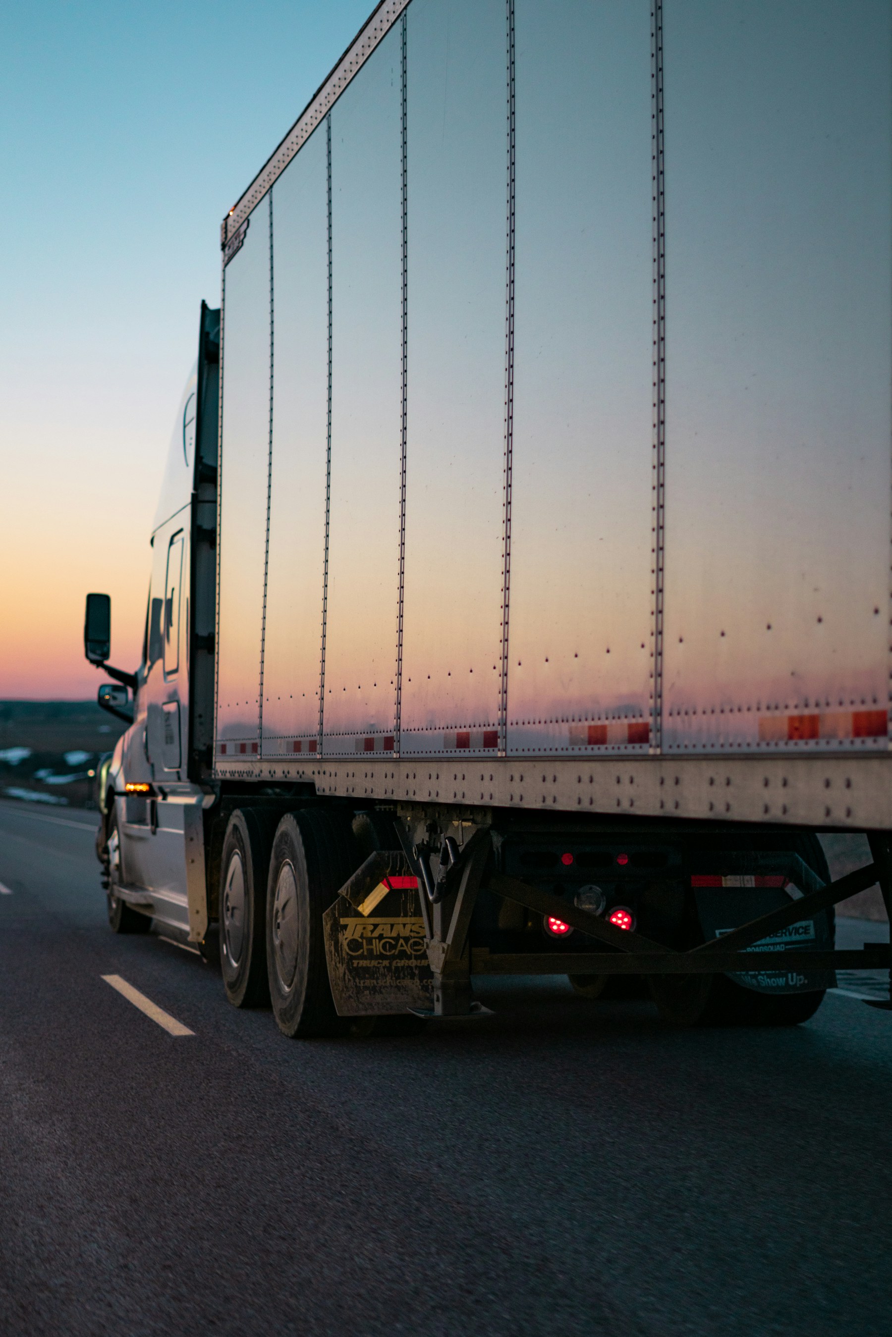 Freight truck on an open road